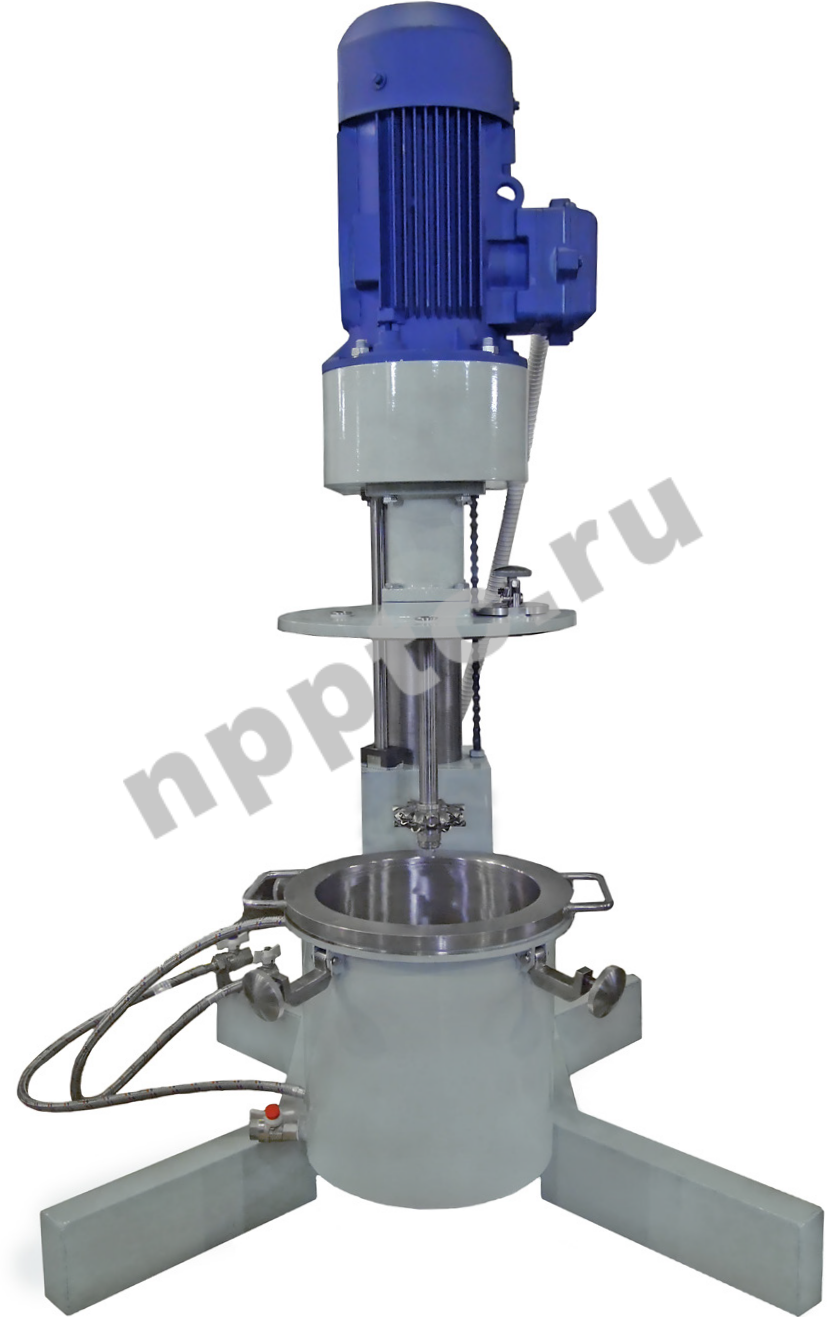 Диссольвер СДИ-10 для смешивания водных керамических шликеров с рубашкой нагрева/охлаждения смесительной емкости.